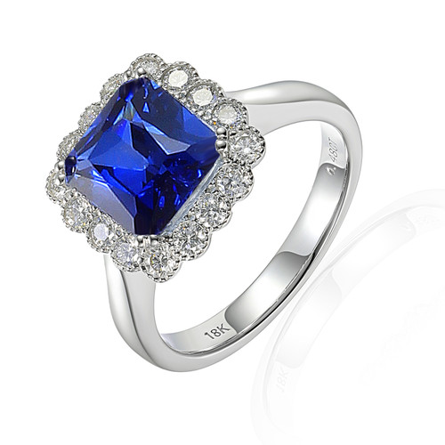 Platinum, 1.57ct Sapphire & Diamond Cluster Ring