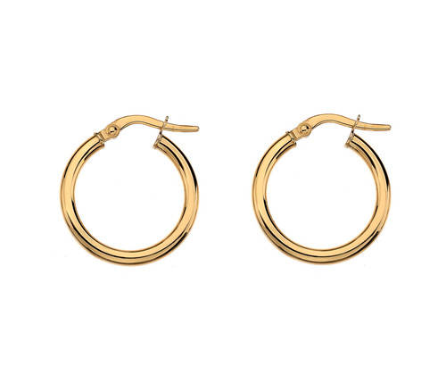 9ct Yellow Gold 15mm Hoop Earrings
