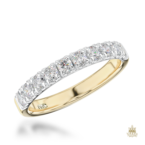 Skye Diamond  band, comprising of  twelve round brilliant cut diamonds in a micro-claw platinum setting and a plain court band.
