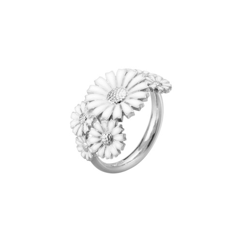 Georg Jensen Silver & White Enamel 'Daisy Layered' Ring Georg Jensen Silver & White Enamel 'Daisy Layered' Ring
