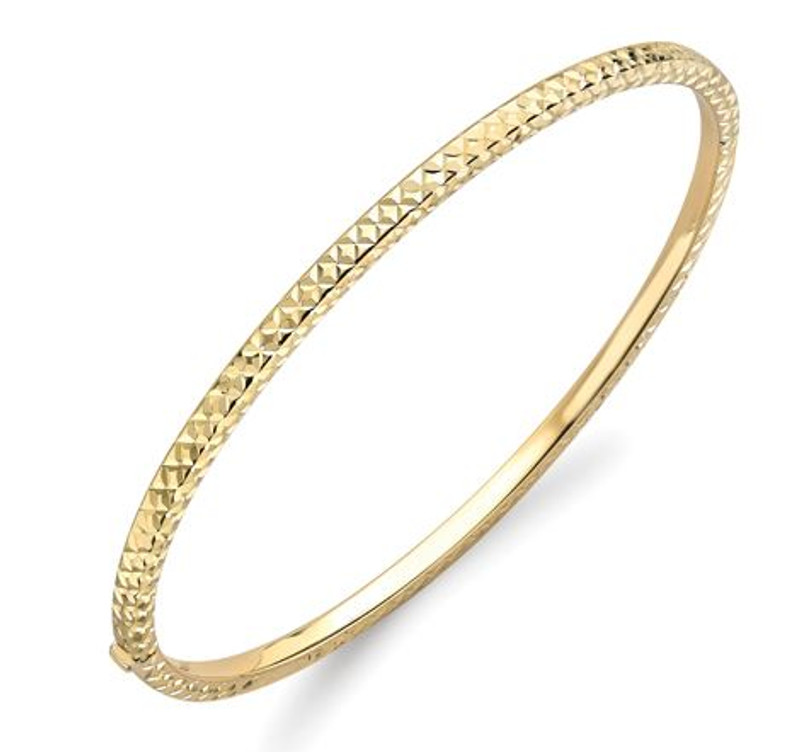9ct Yellow Gold Faceted Hollow Hinged Bangle