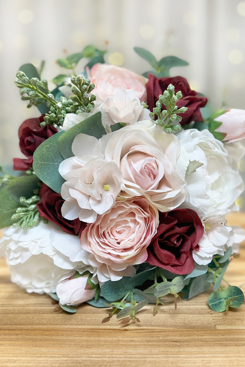 Dusty Rose Wedding Bouquet, Bridal Bouquet, Artificial Wedding Flowers, Bridesmaid  Bouquets, Corsage, Bridal Flower Package, Silk Bouquet 