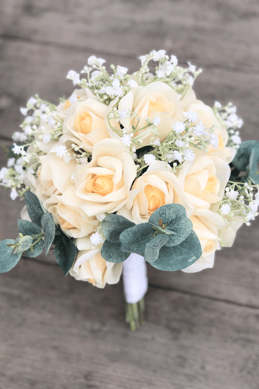 Buttercream Yellow Rose Wedding Bouquet Bridesmaid Bouquet Medium Thebridesbouquet Com