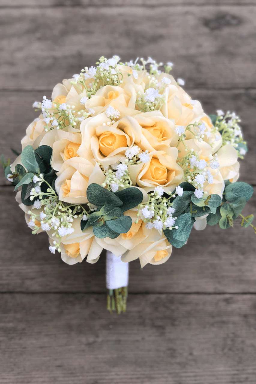 yellow roses wedding bouquet