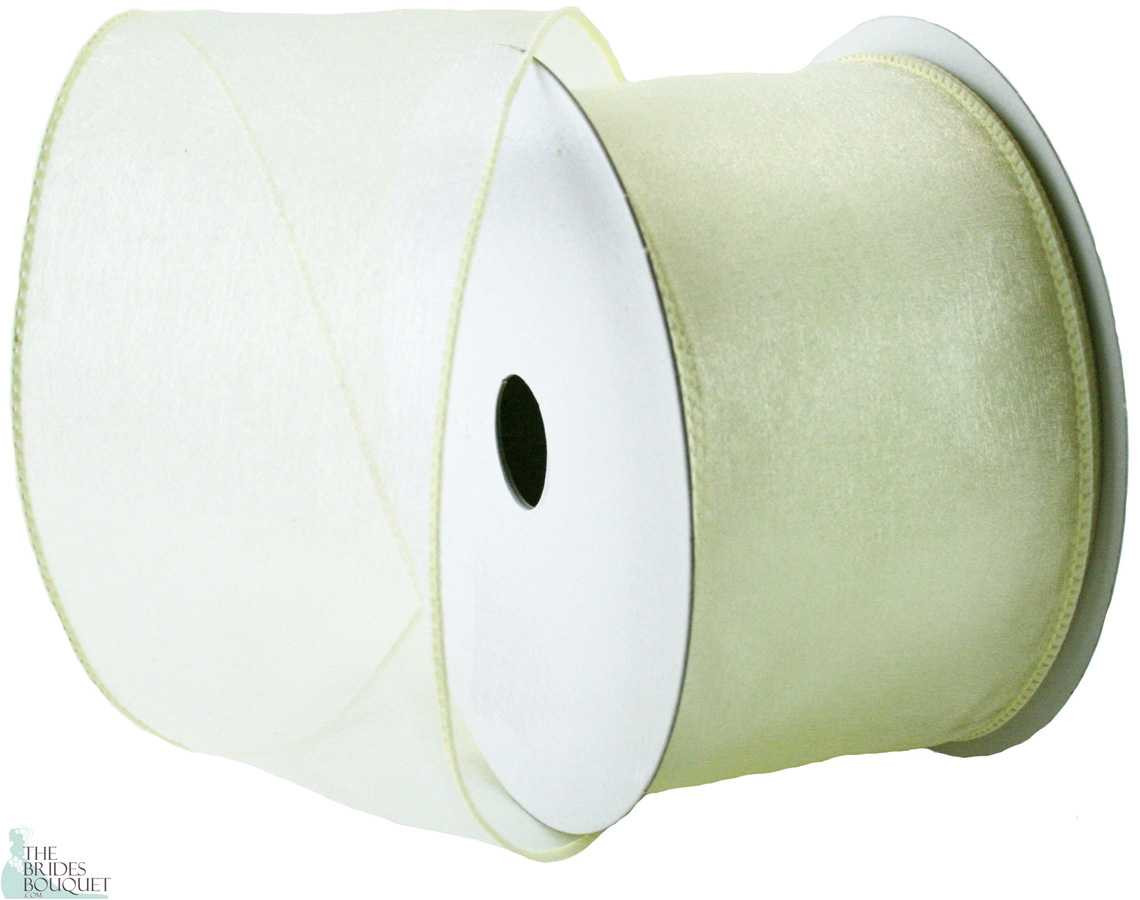 Ivory Wired Edge Organza Ribbon - 25 Yards - Brides Bouquet