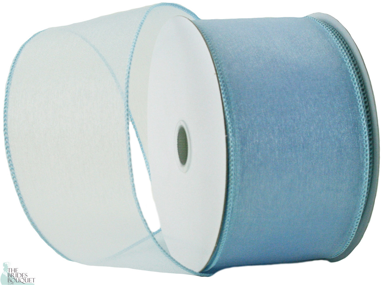 Wired Edge Organza Ribbon - Light Blue - 25 yards 