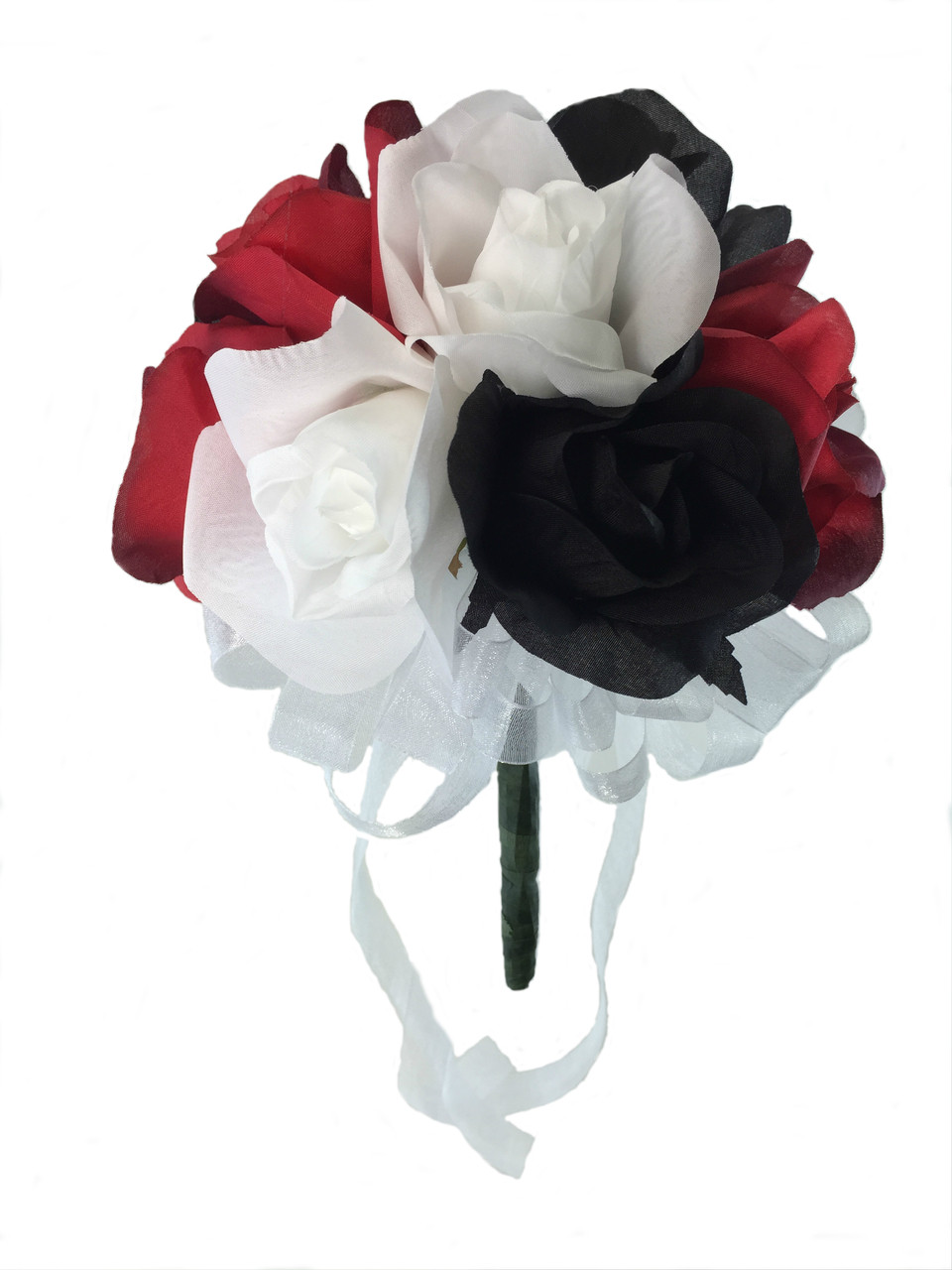 red white and black flower bouquets