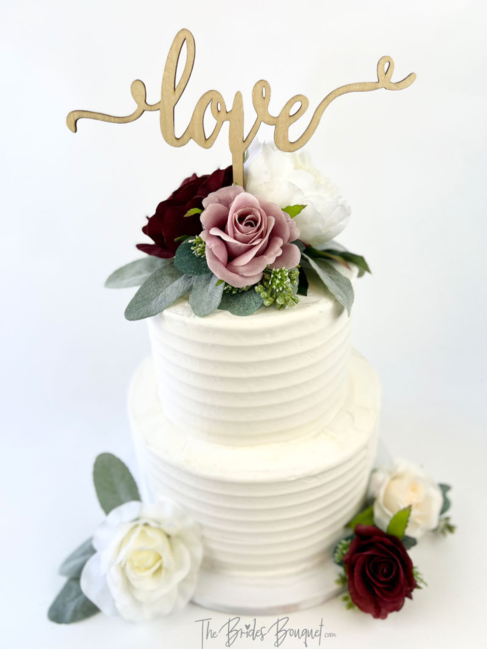 Burgundy Cake Topper Flowers Set - Rinlong Flower