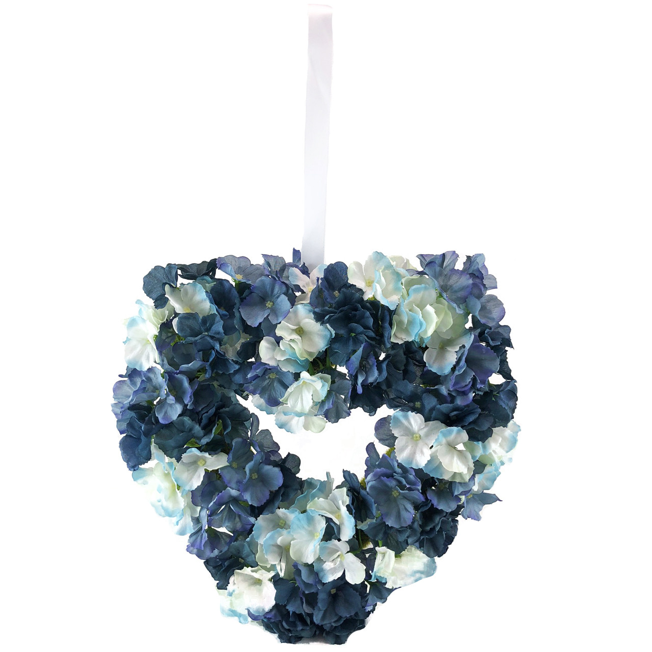 Blue Hydrangea Silk Wedding Flower Heart Wreath 