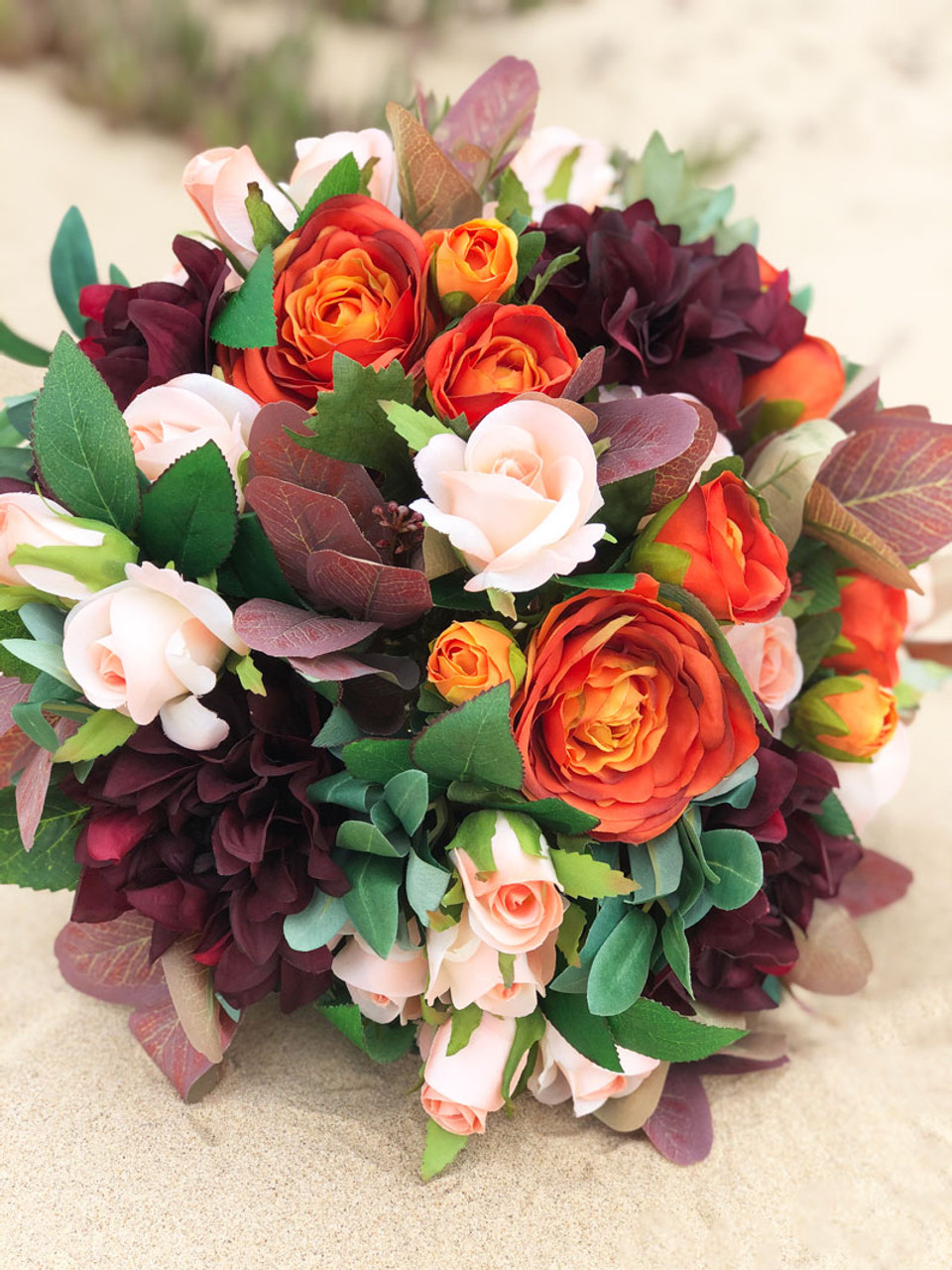 Autumn Wedding Bouquet | Fall Bridal Bouquet (large rose + eucalyptus)