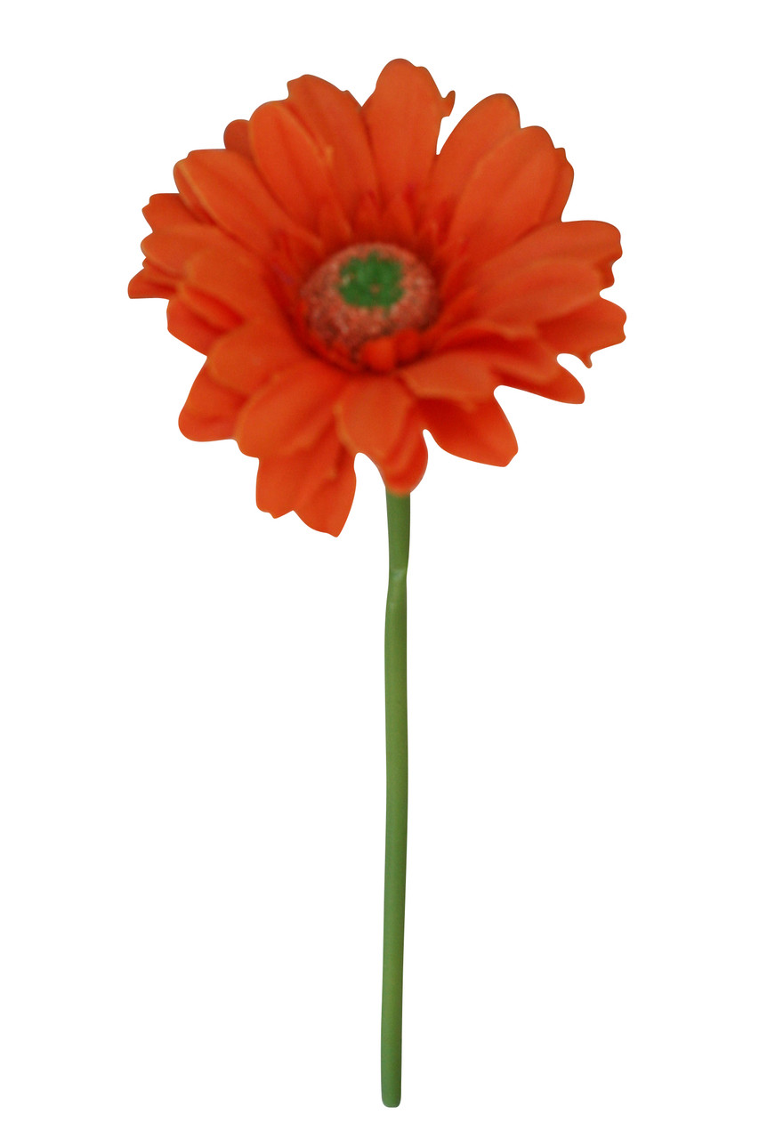 Orange Fake Flower Artificial Daisy 10 Tall x 3.5 bloom (1 stem) 