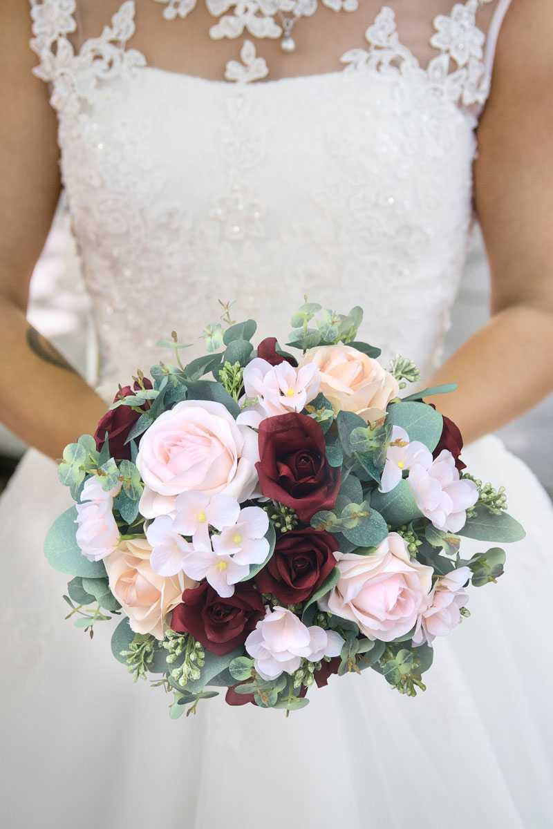 wedding flowers with burgundy dresses 16 inch wide Burgundy & Burnt Orange Bridal Bouquet main image 0