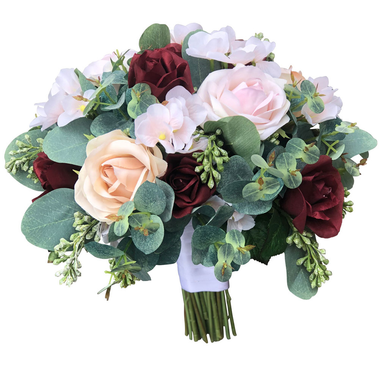 Burgundy Blush Champagne Wedding Bouquets Artificial Flowers Large Thebridesbouquet Com