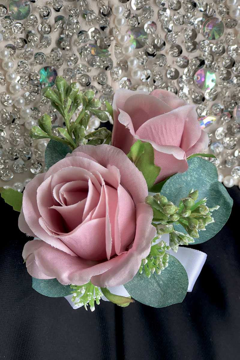 Artificial Flower Corsage dusty rose| TheBridesBouquet