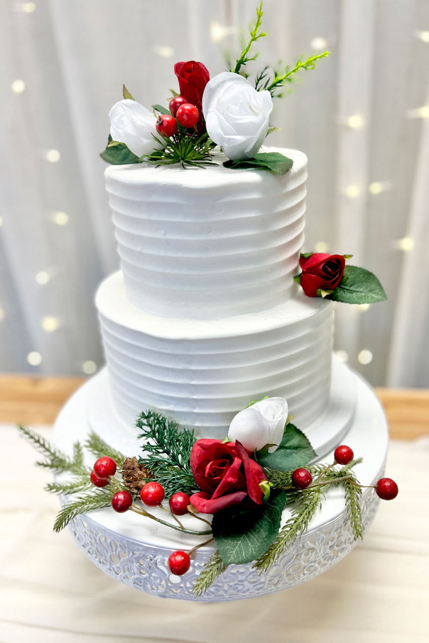 Christmas Cake With Flowers And Chocolate Wedding Details Wedding Cake  Winter Cake With Cones Stock Photo - Download Image Now - iStock