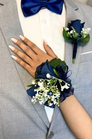 NAVY BLUE Prom Boutonniere and Corsage | Prom Corsage | Prom Flowers | Prom Bouquet
