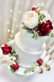 Red and Ivory Flower Cake Toppers- TheBridesBouquet