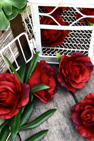 Red Rose Heads | Artificial Flowers | Wedding Centerpieces | Silk Roses | Faux Flowers | Wedding Decorations | Flowers in Bulk (10 heads)