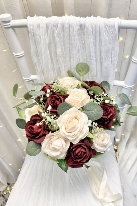Burgundy Garden Rose Silk Flower Bouquets | TheBridesBouquet (large)