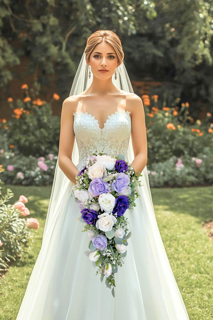 Purple and Lavender Bridal Cascading Bouquet