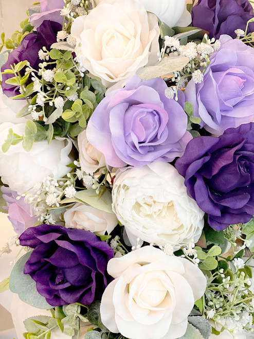 Romantic Wedding Bouquets: Silk Roses in Shades of Purple, Lavender, and  Ivory