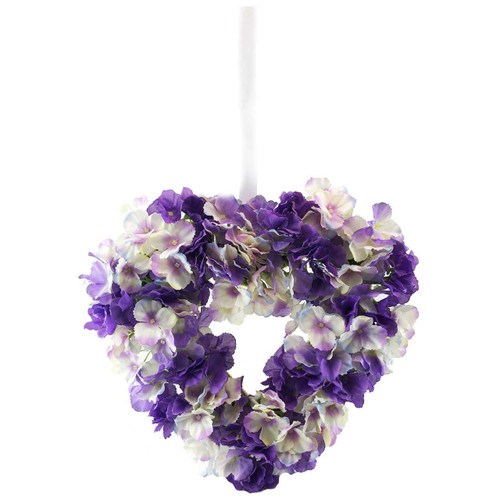 Purple Lavender Hydrangea Silk Wedding Flower Heart Wreath Purple Lavender Hydrangea Silk Wedding Flower Heart Wreath