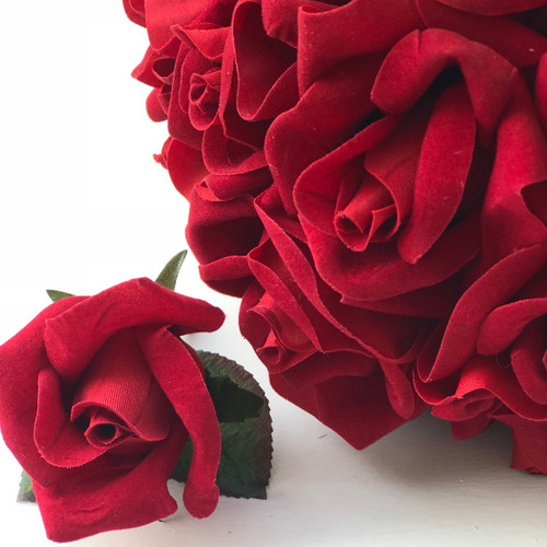 Velvet Red 24 Rose Bouquet- Christmas Silk Flower Bridal Bouquet and ...