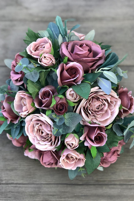 Mauve Dusty Rose Eucalyptus Bridal Wedding Bouquet Accessories – Bridal  Wedding Bouquets