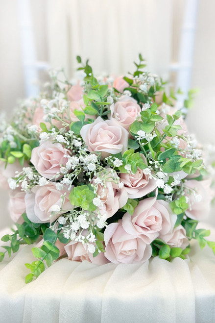 Blush Pink + Babies Breath Wedding Bouquet | Bridal Bouquet (large ...