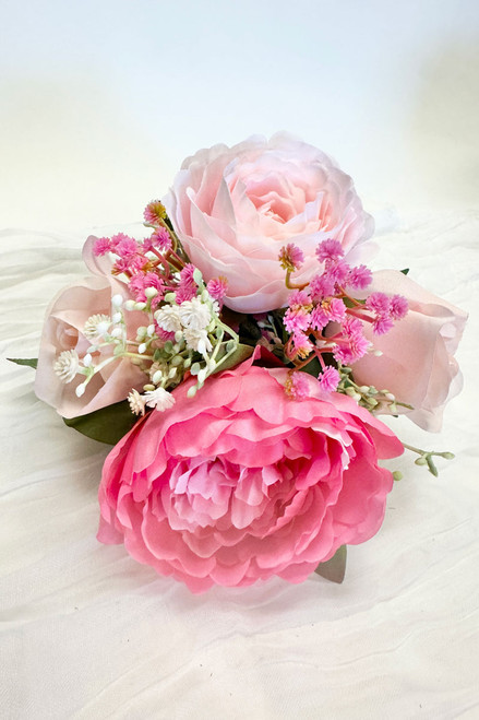 Blush pink and hot pink wedding bouquet - small size 6 inch - TheBridesBouquet.com