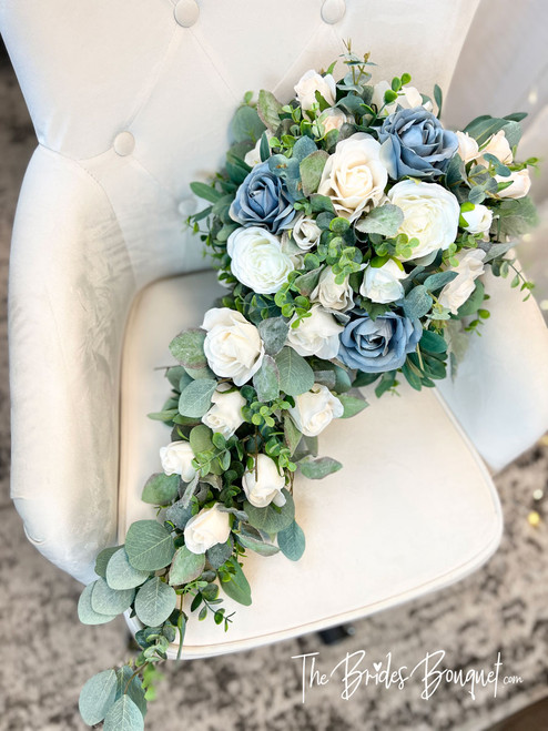 Flower Girl Bouquet,dusty Blue , Sage Green,white Rose, Blush,babys  Eucalyptus,bridesmaids Bouquet,flower Wedding Decorations 