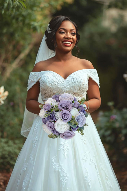 LILAC & DUSTY PLUM Bridal Bouquet with Mini Roses | Bouquet for Bride (large )