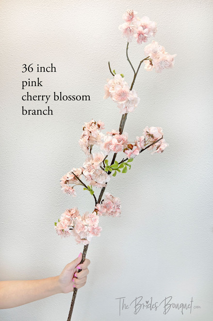 Set of 3: Light Pink Cherry Blossom Branches with Lifelike Silk Flowers, 36-Inch, Floral Stems, Spring Accents, Party & Event, Home & Office  Decor