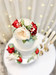 Red and Ivory Flower Cake Toppers- TheBridesBouquet