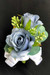 DUSTY BLUE Double Rose Silk Corsage with Seeded Eucalyptus
