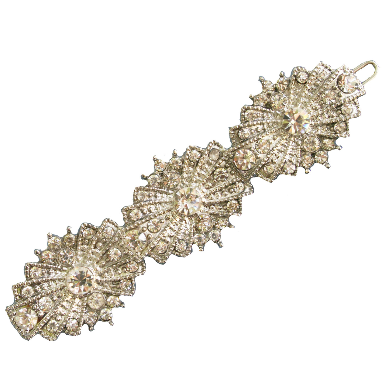 5 x Silver Diamante Hair Pins Art Deco Bridal Rhinestone Great Gatsby 1920s Z56 