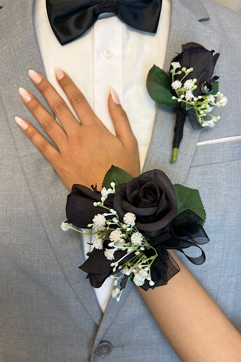 Ivory Rose Wrist Corsage Wrist Strap Bracelet And Men's