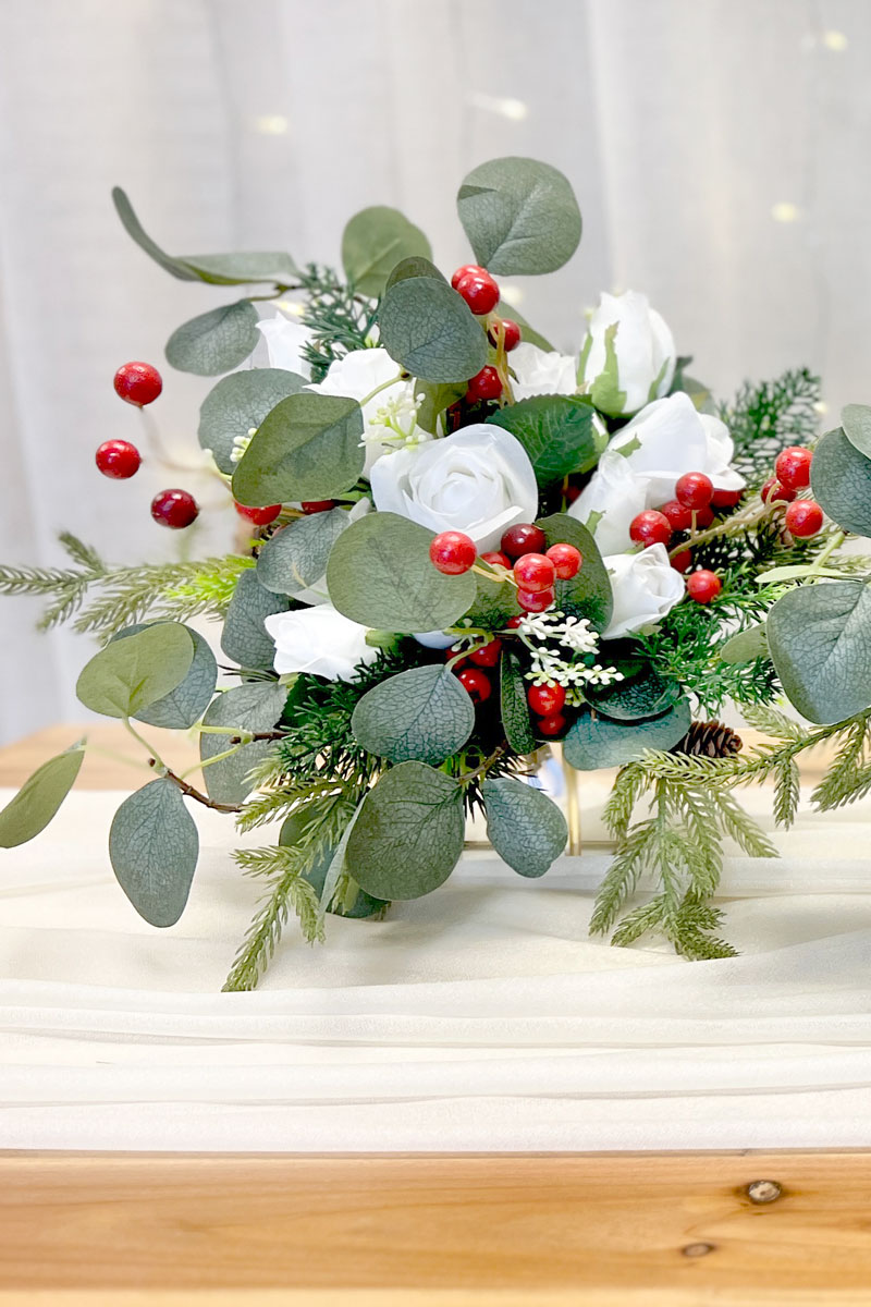 Christmas Wedding Bouquet | Winter Bouquet for Bridesmaid | White Rose  Bouquet 12