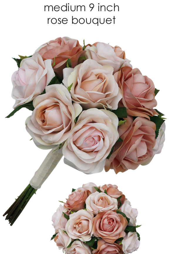 Champagne Blush Artificial Wedding Bouquets Medium Rose Only Thebridesbouquet Com