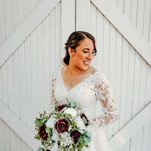 Burgundy & Ivory Bridal Cascade