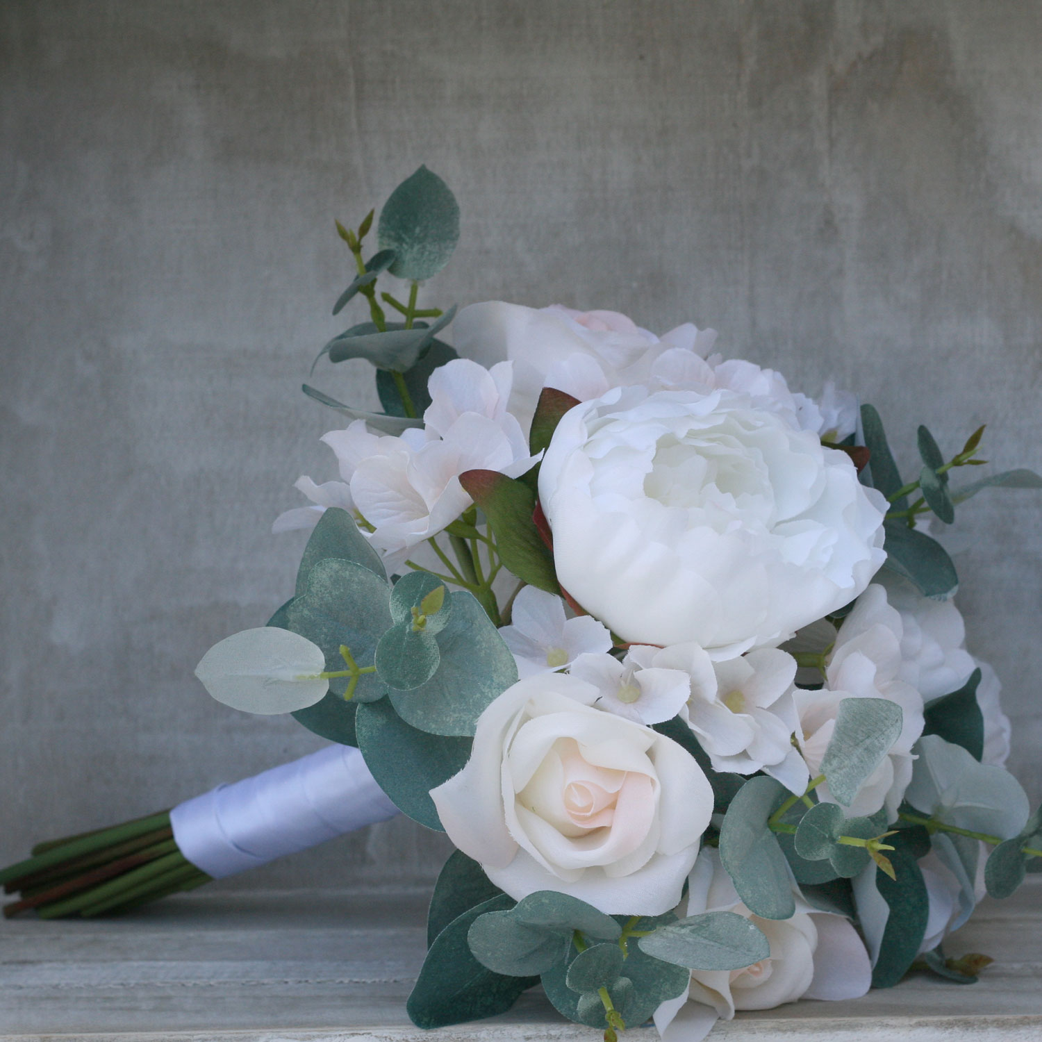 Ivory Blush Eucalyptus Artificial Wedding Bouquets Medium Thebridesbouquet Com