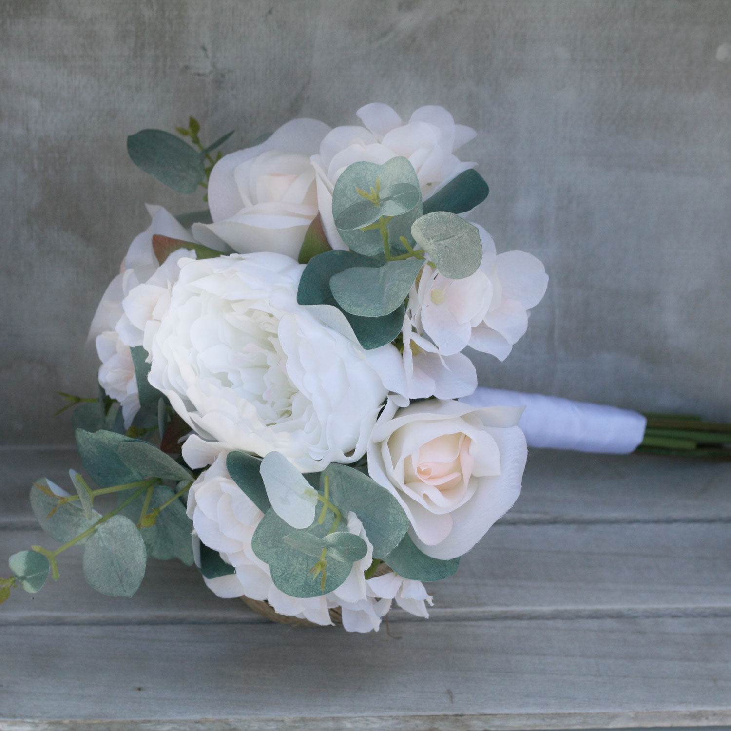 Wedding Bouquet Bridal Bouquet, Boho Bridal Bouquet for Wedding, White  Ivory Roses Peony Eucalyptus Bouquet, Wedding Flowers, Silk Flower 