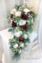 Burgundy and Ivory Cascading Bridal Bouquet