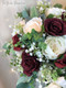 Burgundy and Ivory Cascading Bridal Bouquet | Roses + Babies Breath + Eucalyptus