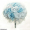 Light Blue & White Rose Bouquet Wedding | Silk Wedding Flowers | Affordable Bridal Bouquets | Artificial Wedding Bouquets (3 Dozen Roses)