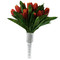 Tulip Bouquet 36 Red/Orange Silk Tulips - Bridal Wedding Bouquet