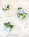 Light Blue + Babies Breath Double Rose Boutonniere | Groom Boutonniere