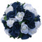 Navy Blue & Ivory Garden Rose Artificial Wedding Bouquet (large)