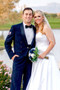 Navy Blue & Ivory Garden Rose Artificial Wedding Bouquet (large)