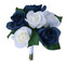 Navy Blue & Ivory Garden Rose Wedding Bouquet | Faux Flowers (small)